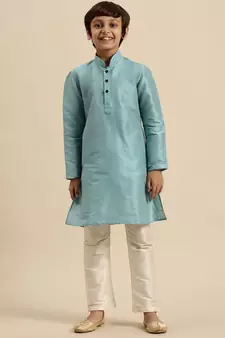 Deep Blue Art Silk Kurta For Boys