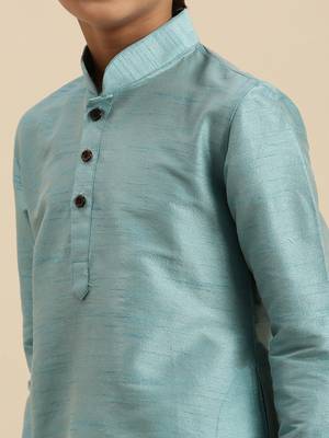 Deep Blue Art Silk Kurta For Boys 6