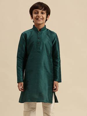 Sanwara Deep Blue Art Silk Kurta For Boys 1
