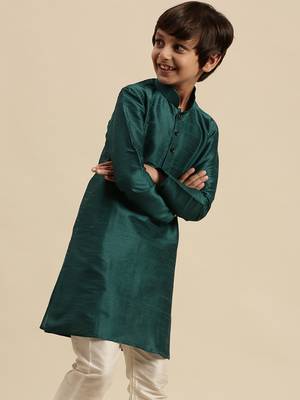 Sanwara Deep Blue Art Silk Kurta For Boys 2