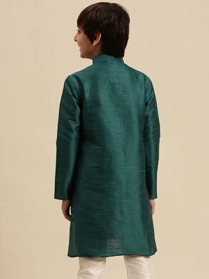 Sanwara Deep Blue Art Silk Kurta For Boys 4