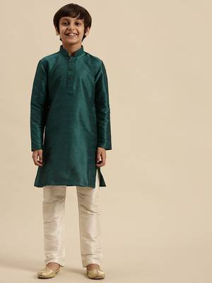 Sanwara Deep Blue Art Silk Kurta For Boys 5
