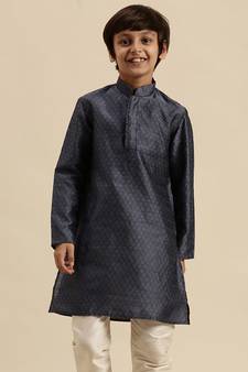 Sanwara Deep Blue Art Silk Kurta For Boys