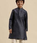 Deep Blue Art Silk Kurta For Boys
