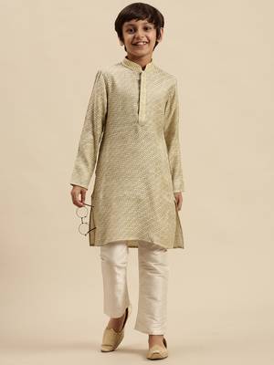 Sanwara Deep Blue Art Silk Kurta For Boys 4