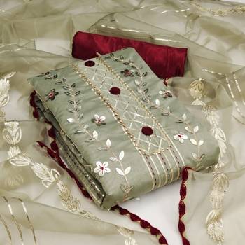 Light-olive gota chanderi silk salwar 1
