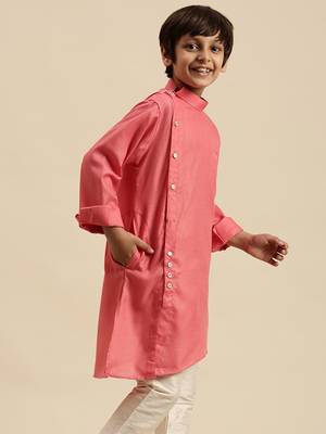Deep Blue Art Silk Kurta For Boys 2