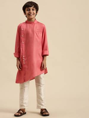 Deep Blue Art Silk Kurta For Boys 4