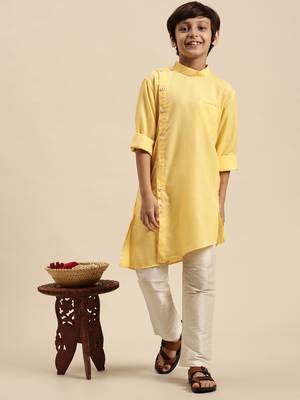 Deep Blue Art Silk Kurta For Boys 4