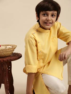 Deep Blue Art Silk Kurta For Boys 6