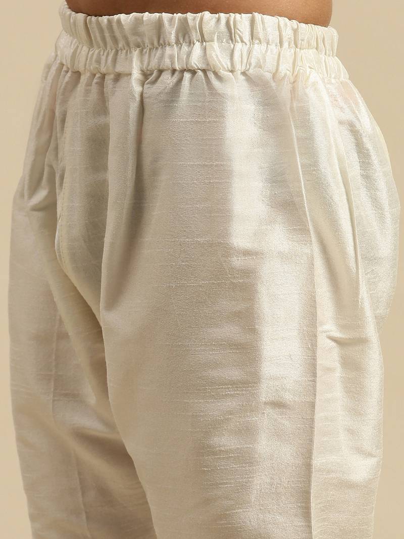 Boy's Art Silk Solid Sky Blue Colour Straight Kurta With Pyjama