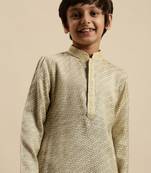 Sanwara Boy's Art Silk Woven Light Yellow Colour Straight Kurta With Pyjama