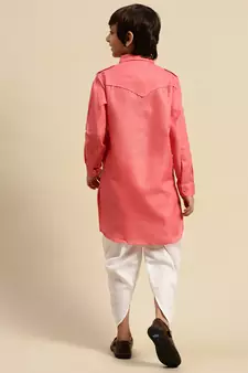 Sanwara Boy's Cotton Solid Pink Colour Pathani With Cawl