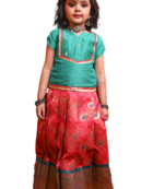 Shivangi Girls Pink Honey Suckle Pattu Pavadai