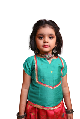 Shivangi Girls Pink Honey Suckle Pattu Pavadai 3