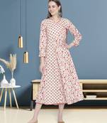 Off-white printed cotton ethnic-kurtis