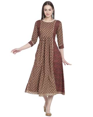 Brown Gotta Patti cotton ethnic-kurtis 1