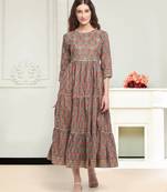 Grey printed cotton ethnic-kurtis
