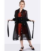Black Poly Organza Trench Coat