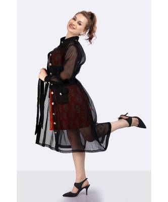 Black Poly Organza Trench Coat 6