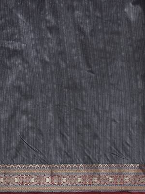 Grey woven silk blend saree with blouse 4