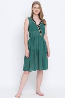 Playful combat green lace design beachwear Dress