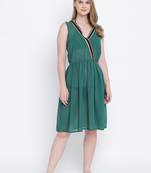 Playful combat green lace design beachwear Dress