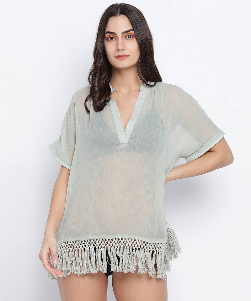 Verdant fluid  Green beachwear dress