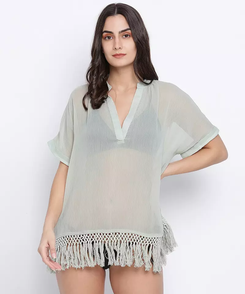 Verdant fluid  Green beachwear dress