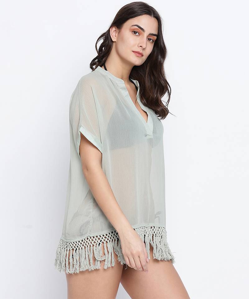 Verdant fluid  Green beachwear dress