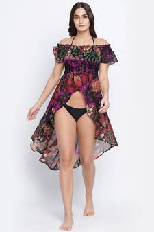 Fusion majestic multicolor printed  women beachwear Dress