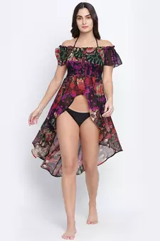 Fusion majestic multicolor printed  women beachwear Dress