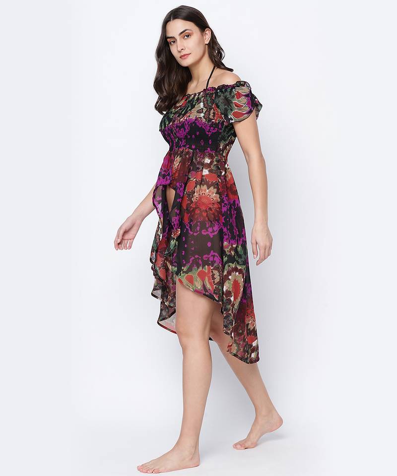Fusion majestic multicolor printed  women beachwear Dress