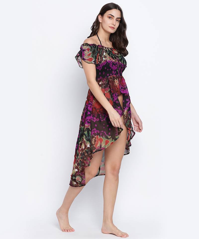 Fusion majestic multicolor printed  women beachwear Dress