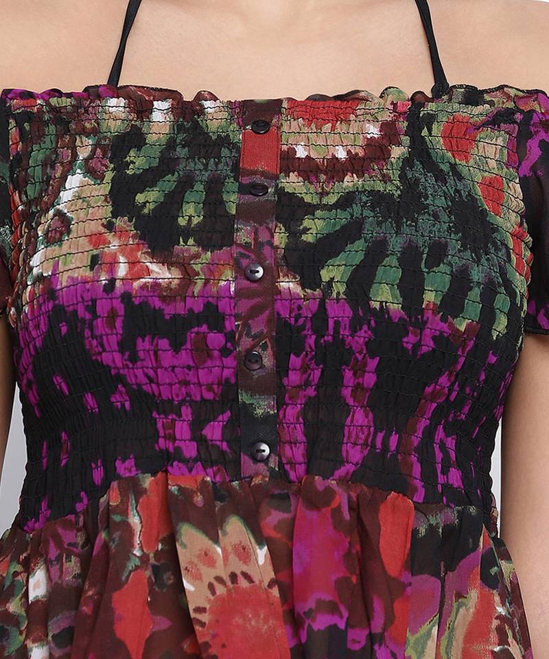 Fusion majestic multicolor printed  women beachwear Dress