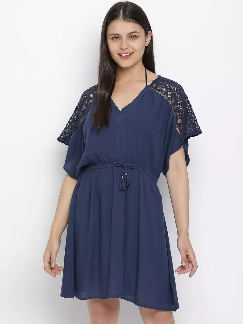 Combel solid blue becahwear kaftan