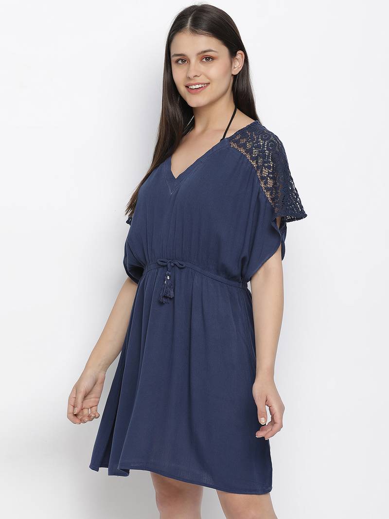 Combel solid blue becahwear kaftan