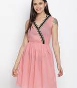 Coral pink elasticated women beachdress