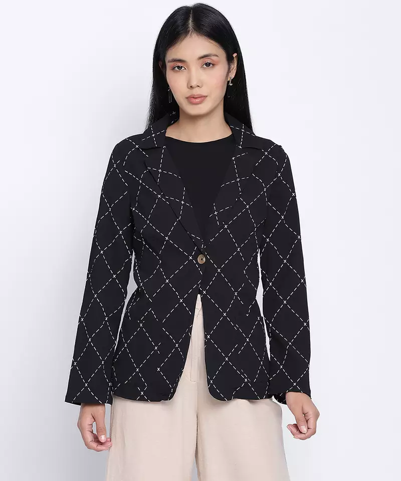 Smasher fling black  check pattern women blazer jacket