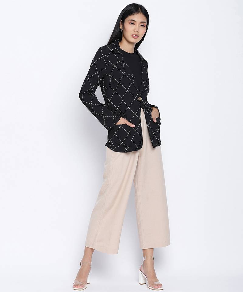 Smasher fling black  check pattern women blazer jacket