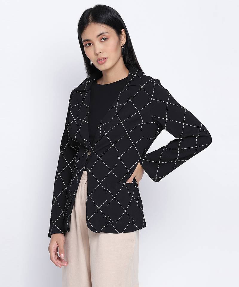 Smasher fling black  check pattern women blazer jacket