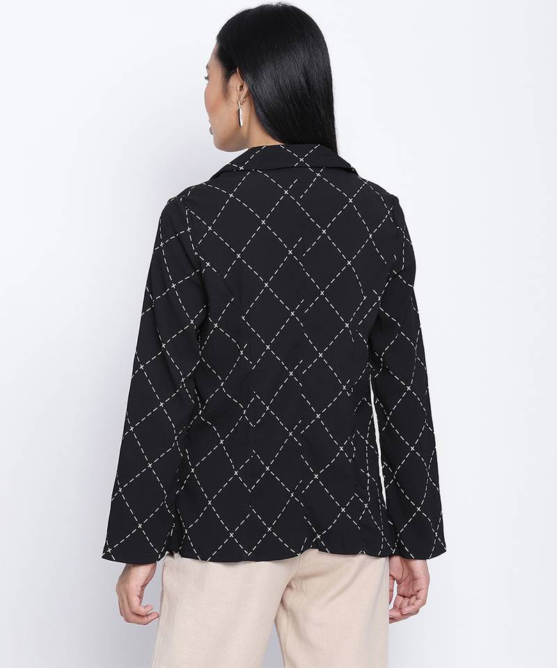 Smasher fling black  check pattern women blazer jacket