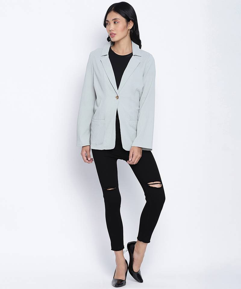 Hot stuff  solid sage green women blazer  jacket