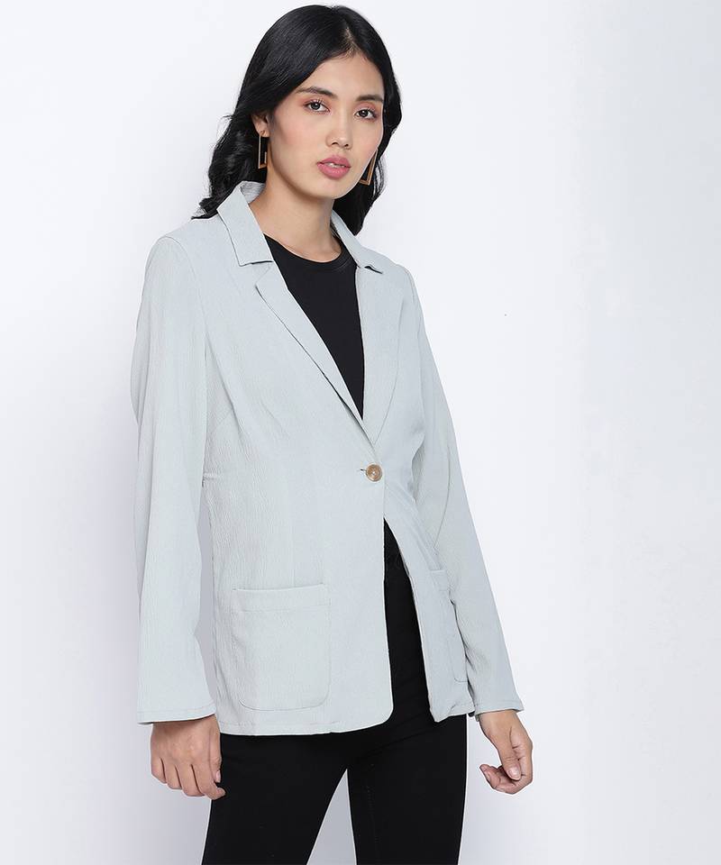 Hot stuff  solid sage green women blazer  jacket