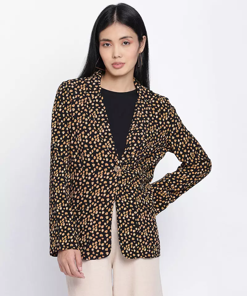 Pomp brown printed women blazer jacket