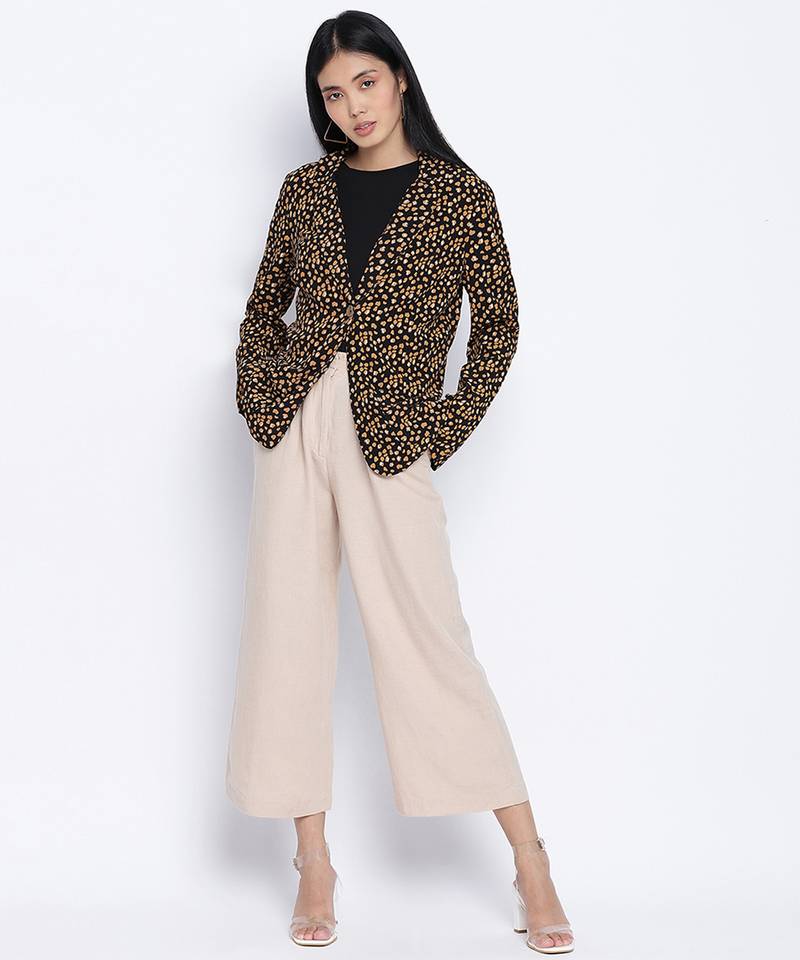 Pomp brown printed women blazer jacket