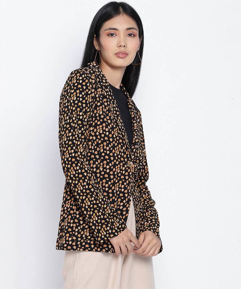 Pomp brown printed women blazer jacket