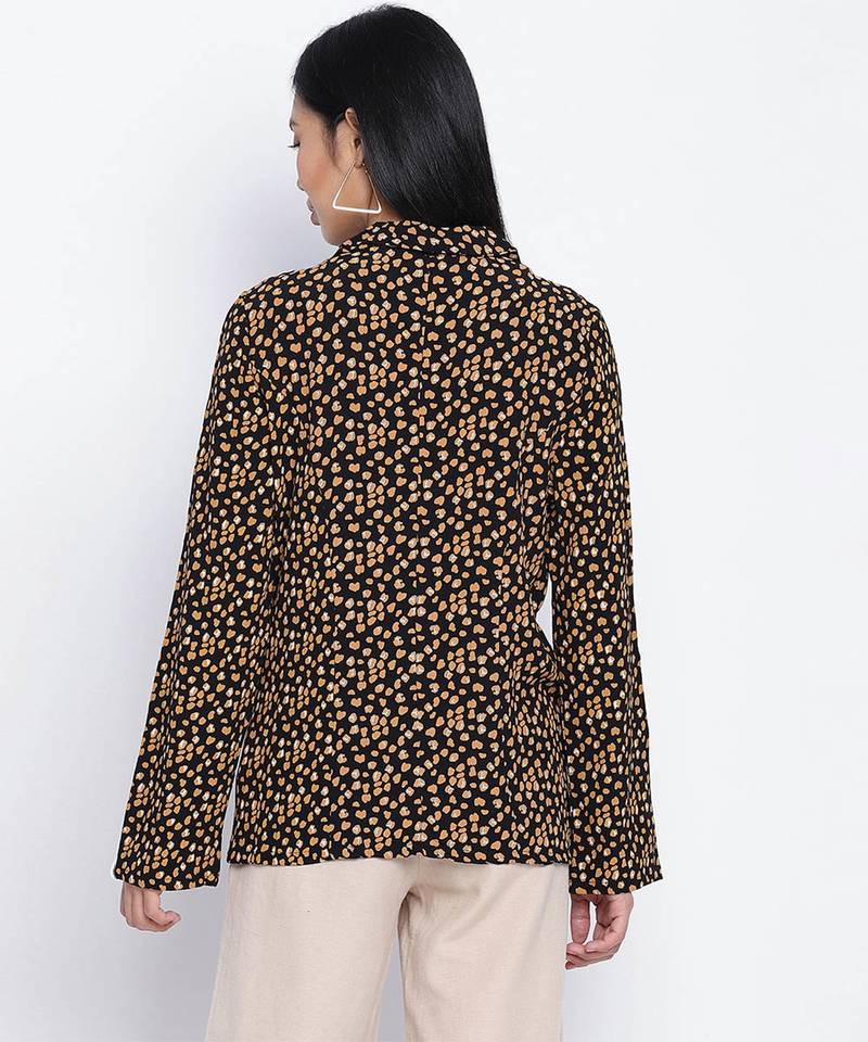 Pomp brown printed women blazer jacket