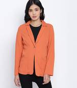 Rara solid orange women blazer jacket