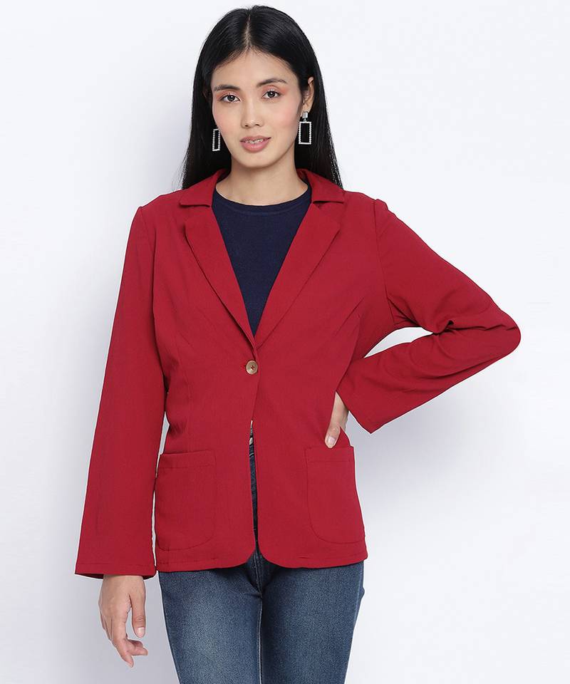 Frump classy maroon women blazer jacket